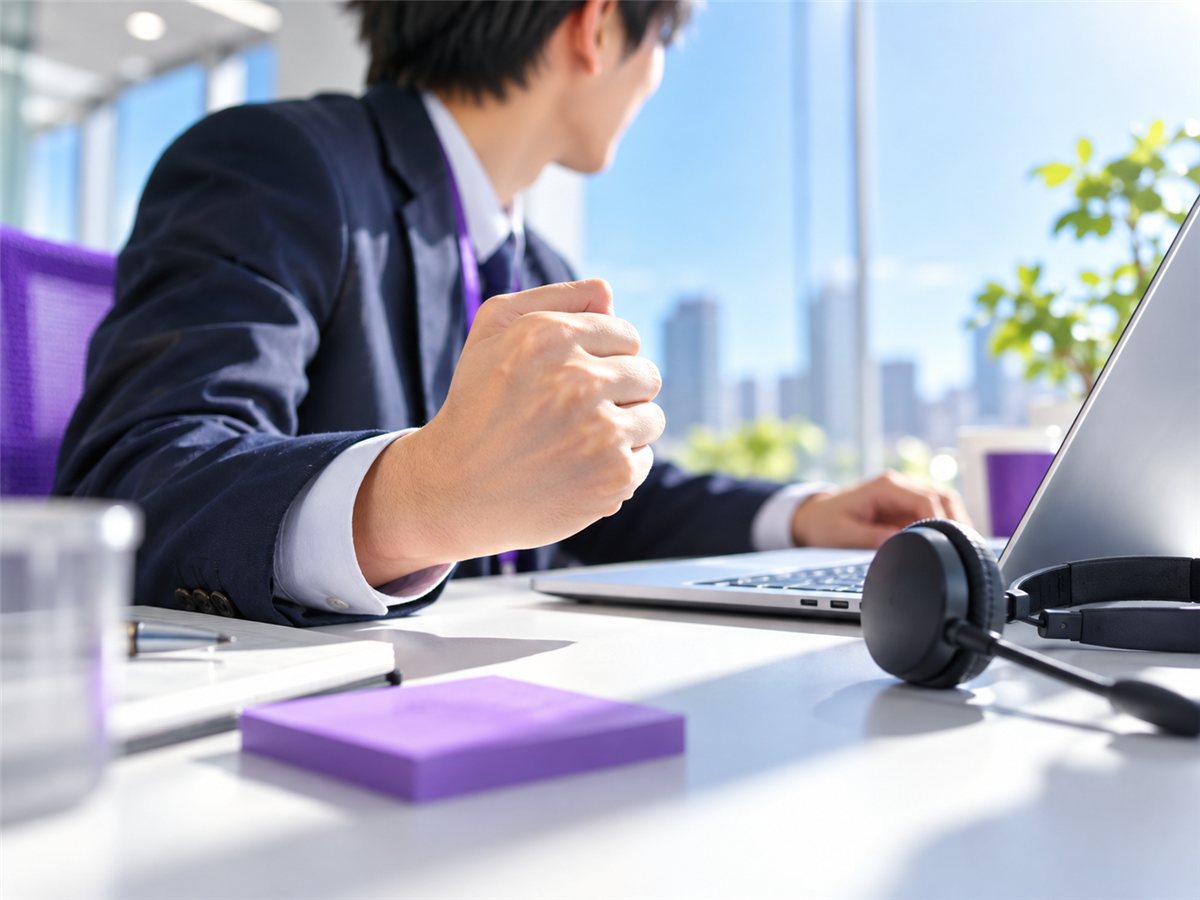 商談を終えて空を見上げる新人営業